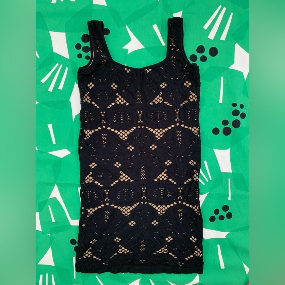 Wet Seal Cutout Lined Tank Sleeveless Bodycon Mini Black and Tan Dress
